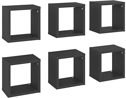 Tidyard 6X Würfelregale Regalwürfel Wandregal Hängeregal Cube Lounge Regal Dekoregal Bücherregal Schweberegal Wandboard Schweberegale Regalwürfel Wand-Würfelregal-Set Holzwerkstoff Grau