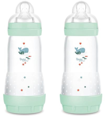MAM Easy Start Anti-Kolik-Flasche im 2er-Set mit SkinSoftTM Silikon Sauger, 4+ Monate, 320 ml