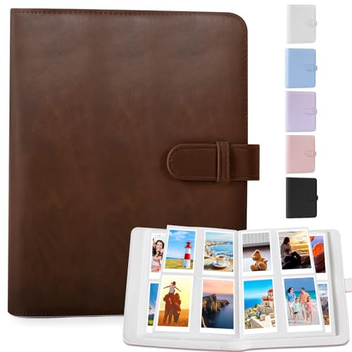DUNSOO Fotoalbum, 256 Pockets für Instax Mini Fotoalbum, Polaroid Fotoalbum Mit Fujifilm Instax Mini Film/Polaroid Zink Fotopapier/Kodak Zink Fotopapier, Max Passt Fujifilm 95x63mm (Braun)