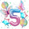 VUCDXOP Geburtstagsdeko Mädchen 5 Jahr, 5 Jahr Schmetterling Geburtstag Deko, Schmetterling Luftballon 5, Geburtstag deko 5 Jahre mädchen, Riesen Folienballon Zahl 5 für Geburtstag Party Dekoration