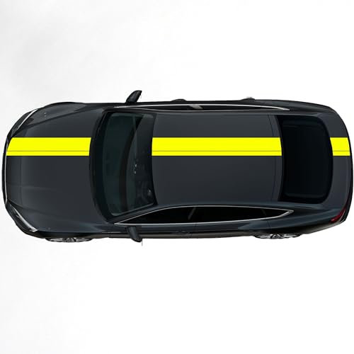 Kiwistar - Autoaufkleber Rallye Streifen - 23 x 400 cm - Neongelb glänzend - selbstklebend - Viperstreifen für Auto, Motorhaube, Karosserie - Tuning Aufkleber Racing Deko