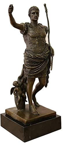 TREALOP 100% Bronzestatuen, Skulpturen, berühmte Augustus-Caesar-Skulptur, Graden, Heimbüro-Dekoration, Ornamente, Zubehör, 32,5 cm