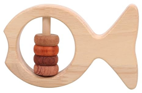 BCOATH Babyrassel Holzrasseln Musikinstrument Rasselspielzeug Handrasseln Holzhandrassel Kinderrassel Rassel Früherziehungsspielzeug Holzklangspielzeug Babyspielzeug