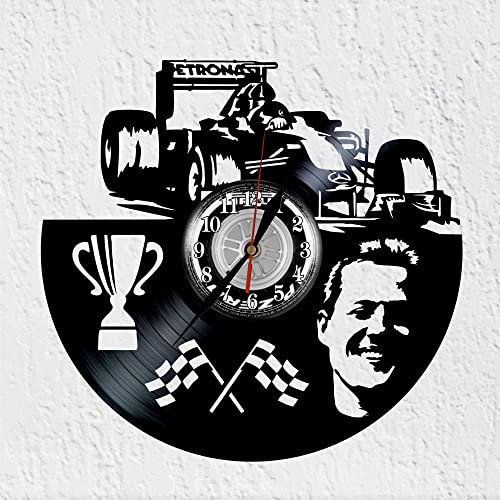 VINY WOODY Vinyl Schallplatten Wanduhr Silhouette des Deutschen Autofahrers Campeon