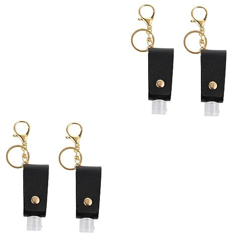 MERRYHAPY 4pcs Cleanser Travel Bottles Squeezable Refillable Bottles Pu Material Cover Compact Perfume Keychain Storage