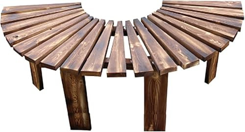 Generisch Gartenbank, Computertisch, Schminktisch, Nachttische, Gartenbank, Bank aus Massivholz ohne Rückenlehne, runder Wickelsitz aus Holz, Retro-Parkmöbel für den Hinterhof (Farbe: Braun)