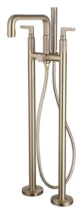 XJTNLB Robinet Baignoire Ilot Or Brossé Mitigeur Bain Douche 2 Poignée Robinet Mitigeur Baignoire et Douche