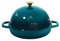 Flavehc Cast Iron Bread Oven With Cloche Lid for Baking - Darkcyan Enameled Dutch Oven With Dome Lid for Sourdough - 2.6 qt