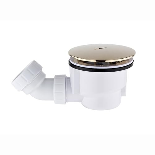 ENKI, W78, Shower Waste Fast Flow, Shower Tray Waste, 90mm, Easy Clean, Polished Gold, 1 Year Guarantee