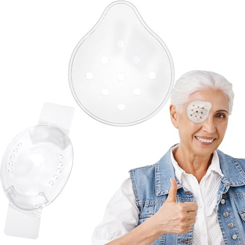 JIEYAO Lot de 2 cache-yeux transparents à 9 trous en plastique - 2 styles - Respirants - Avec petit trou - Protection des yeux après une opération