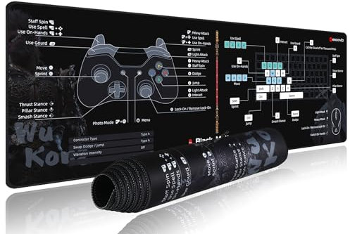 Alfombrilla de ratón para Videojuegos, Alfombra Gaming, Alfombrilla Ordenador, Superficie Especial Que Mejora la Velocidad y la Precisión, Bordes sin Flecos, Antideslizante, Color Negro, 900 x 400 mm