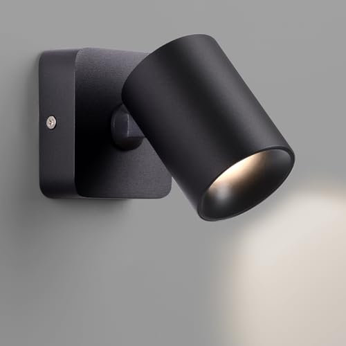 AWEKLIY LED Wandleuchte Innen, 350° schwenkbar, max. 5 Watt, Wandlampe innen, Wandstrahler innen, Wandlicht, Wandbeleuchtung, Schlafzimmer, Flurlampe, Wall Light, 3000k Warmwei, Schwarz
