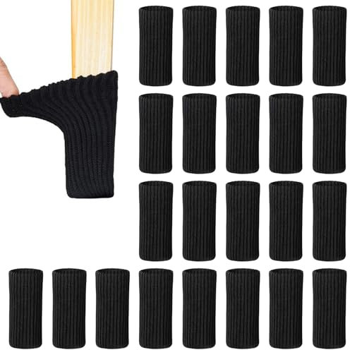 OWLMATE 24 Pcs Chaussettes de Chaise Mobilier en Feutre pour Pieds de Chaise Chaussette Chaise pour Pieds de Chaise Pieds de Meubles Évitez Les Rayures et Le Bruit Noir