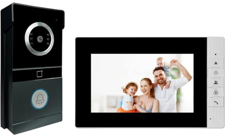 Xavhal - Wired Video Doorphone System, 7 Wired Video Doorbell System, HD Original Screen Support Indoor Unlock Etc.(White)