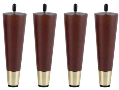 DMBBSAPBSH Wooden Furniture Legs, Solid Wood Sofa Legs, Set of 4 Solid Wood Furniture Legs,Dark Brown Finish Tapered Replacement Feet(6in/150mm)