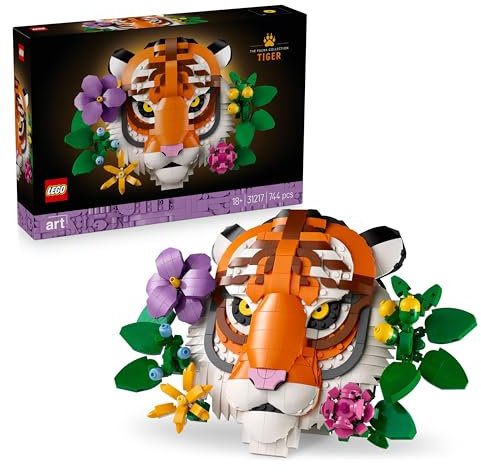 LEGO Art La Collection Faune – Le Tigre - Set De Construction Pour Adulte - Décoration Murale 3D Avec Animal & Fleurs De La Gamme Botanicals - Projet Déco DIY Pour Maison Ou Bureau - Idée Cadeau 31217