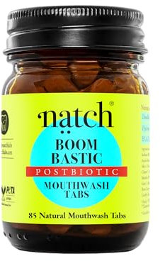 Natch Boombastic – Postbiotic Mundwasser Tabs mit Hydroxyapatit, Zink & Double Mint – alkoholfrei, fluoridfrei, mikrobiomfreundlich – vegane Alternative zur klassischen Mundspülung (85 Tabs)