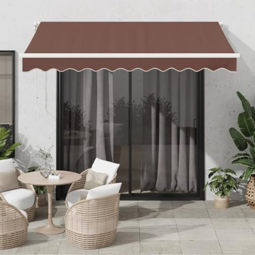 Markise Manuell, Sonnenmarkise Klemmmarkise Sichtschutz Balkon Sonnenschutz Markise Geeignet für Balkone Restaurants Terrassen Geschäfte Braun 300x250 cm