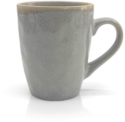 Mea-Living STONEWARE Becher mit Henkel, sand, handgemachtes Steingut, 400 ml, wunderschönes handmade Geschirr