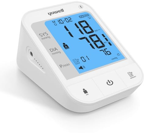 yuwell Smart Misuratore di Pressione Arteriosa da Braccio con Bluetooth, Sfigmomanometro per l'Uso Domestico | Bracciale Grande, Batteria Ricaricabile, App for iOS & Android (YE650AR)
