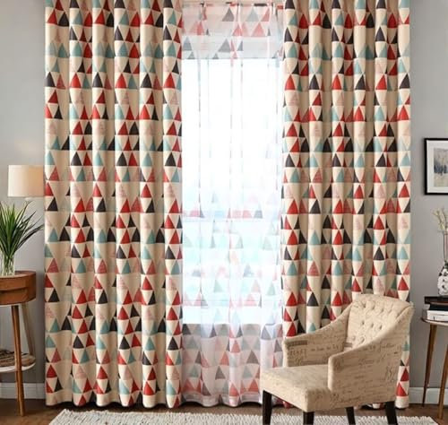 Mesnt Tendina Oscurante Finestra, 137x274cm Modello triangolare Tenda oscurante per l'oscuramento della stanza, Pleat Hook, Rosso