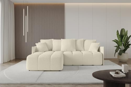 ALTDECOR Ecksofa mit Schlaffunktion und Bettkasten Corner Sofa Bett Eckcouch Couch L-Form Schlafcouch Ausziehbar Wohnlandschaft Schlafsofa Cauchsofa LONLI-L 251x189x68 Beige