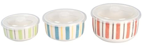 genialo Porzellan-Mikrowellen-Schüsseln, 3 Stück, Servierschalen mit Deckel, spülmaschinengeeignet