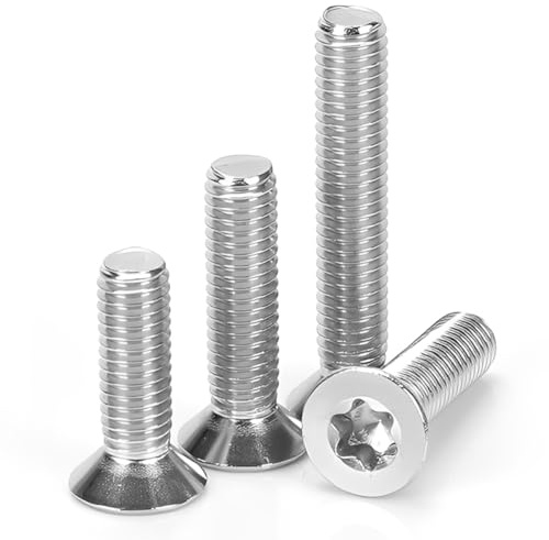 MIETONG M8 Viti Torx a Testa Svasata - Argento Viti a Testa Piatta in Acciaio Inox V2A A2 Vite a Macchina per Macchine Progetti Fai-Da-Te, M8 x 40mm, 5 Pezzi