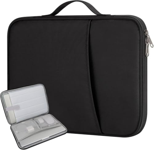 14 Inch Padded iPad Sleeve With Top Handle & Front Storage Pocket, Shock‑Resistant Protective Tablet Case for iPad Air，Black