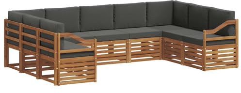 vidaXL Sofagarnituren 9 pcs Natur und Anthrazit Massivholz Akazie, Moderne Gartenbank, strapazierfähige Eckmöbel für draußen, gemütliches Loungeset für Terrasse und Patio