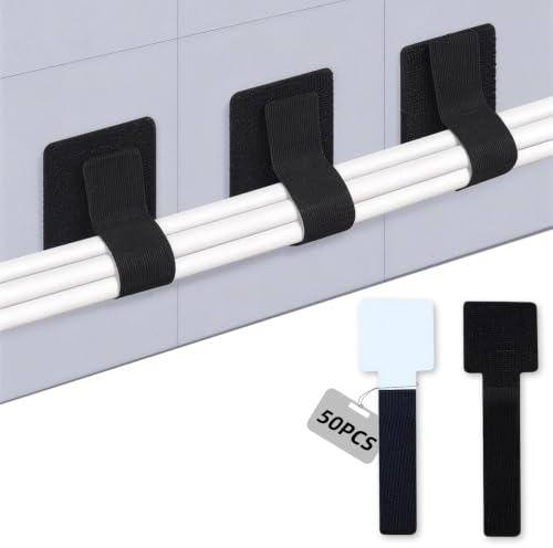 50 PCS Under Desk Cable Management Kit, Self Adhesive Cable Tidy Clips with Cable Ties, Wire Tidy for Cables, Cable Management for PC, TV, Router and Home Office (Black)