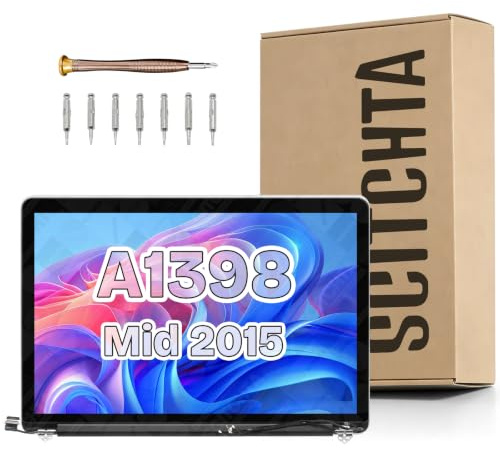 Pantalla LCD de repuesto para MacBook Pro A1398 mediados de 2015 EMC 2909 2910, color plateado