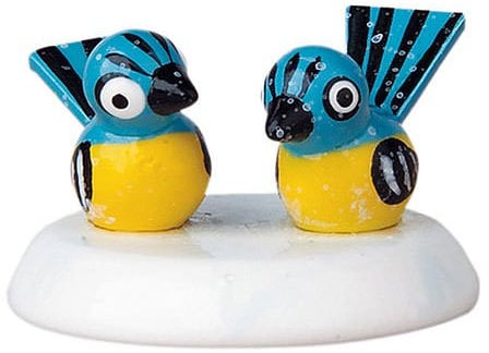 Hubrig Meisenpaar Vogel Figurine Natur Holzfarben Vögel Traditionell Dekorativ, Weihnachten, Geschenk 2 Stück