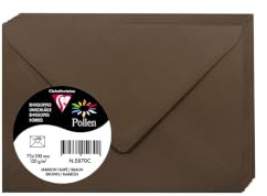 Clairefontaine 5870C - Packung mit 20 Umschläge Pollen, 7,5x10cm, 120g, Maulwurfsgrau, ideal für Ihre Einladungen und Korrespondenz, 1 Pack