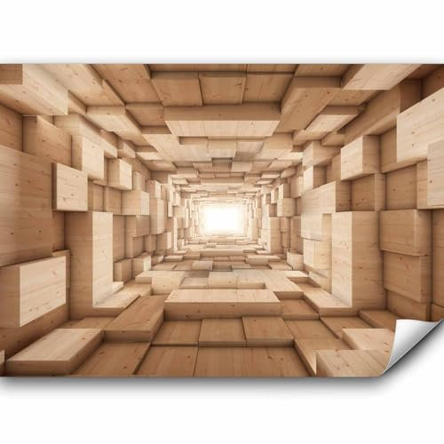 murando - Vlies Fototapete 3D Effekt 350x256cm - Foto Tapete Schlafzimmer Wohnzimmer Moderne Vliestapete XXL Wandtapete Motivtapeten 3d Effekt Wand Dekoration - Tunnel Holz Beige a-A-0125-a-b