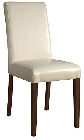 Bolero Faux Leather Dining Chairs 510mm Seat Height, Cream (Pack of 2) | Conforms to commercial fire standard BS7176 Crib 5, arrives fully assembled with a solid birch wood frame.
