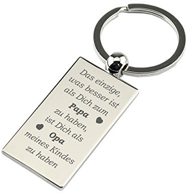 GESCHENKE-FABRIK Schlüsselanhänger - Rechteckig aus Chrom mit Gravur Das Einzige was besser ist als Dich zum Papa zu haben, ist Dich als Opa meines Kindes zu haben - Zum Vatertag - Für Opa