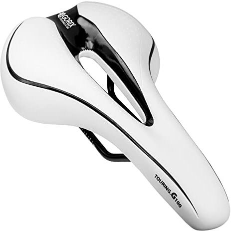 GORIX Fahrradsattel Sitz Bequemes Kissen mit Rail Mountain Road Fahrrad für Männer und Frauen (GX-C19) (Weiß × Schwarz)