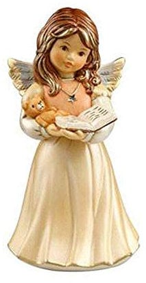 Goebel X-Mas Engels-Figur Kuschelzeit aus Steingut Mehrfarbig, Maße: 7,5cm x 7,5cm x 14cm, 41-539-07-1
