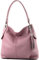 modamoda de T185 Damen Leder Schultertasche Handtasche handmade in Italy, Farbe:Altrosa