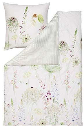 ESTELLA Impulse Mako Satin Bettwäsche Meadow Grün Wende in 2 Größen 155x220 + 80x80 cm 100% Baumwolle