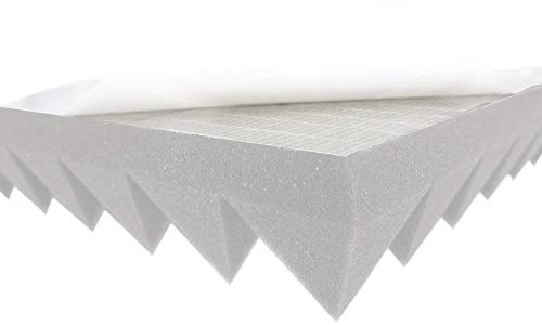 AKUSTIKSCHAUMSTOFF PYRAMIDENSCHAUMSTOFFE 28 - Py ca. TYP 50x50x6 hell grau = ca. 7 m² Schallabsorptionsplatten Selbstklebend Akustische Korrektur Akustik Dämmung