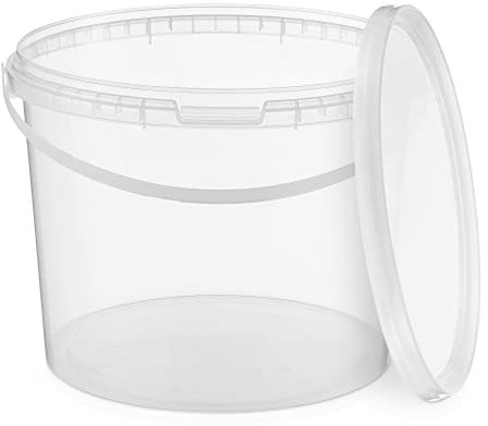 BenBow Eimer mit Deckel 3l transparent 1x 3 Liter - lebensmittelecht, stabil, luftdicht - Plastikeimer mit Henkel - leer