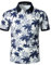 AIOIDI Men's Short Sleeve Polo Shirt Coconut Print Golf Tennis T-Shirt Blue XL