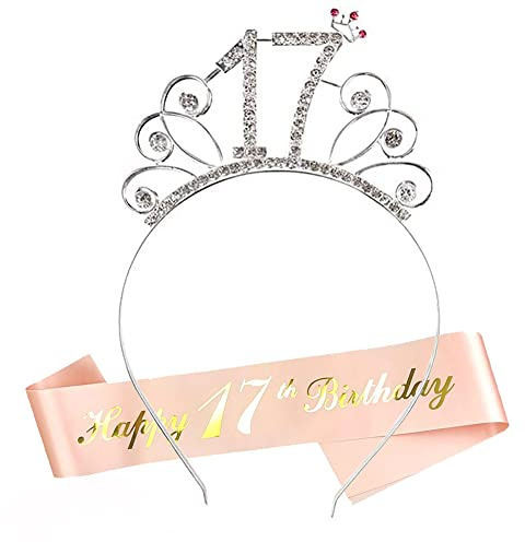 HCRXVV Geburtstagkrone Schärpe Mädchen Deko Junggesellinnenabschied Set für Birthday Girl Kinder Geburtstag Deko Prinzessin Haarreif für Frauen Mädchen Frau Deko Accessoires Geschenk