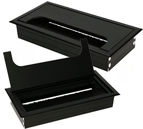 KOTARBAU® 2er Set Aluminium Kabeldurchführung 160x80 mm für Möbel Schwarz Kabeldose Kabeldurchlass Eckig Eloxiert