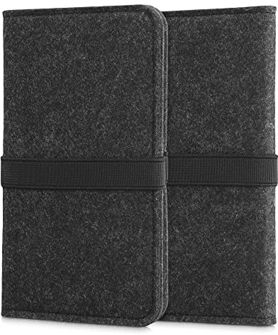 kwmobile Filz Tasche für Smartphones - mit Gummiband - Handy Filztasche Schutztasche in Dunkelgrau Schwarz - 15,2 x 8,5 cm Innenmaße