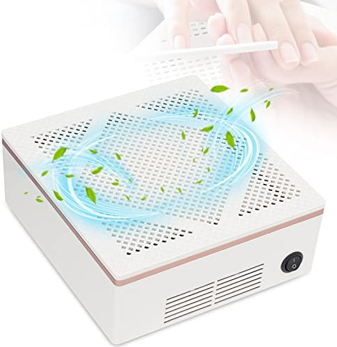 Ranrose Nail Dust Collector Vacuum,60W Strong Nail Vacuum Collector Nail Fan Dust Collector Fan for Acrylic Nail Low Noise Nail Dust Extraction Cleaner Machine for Removal Dust (60W White)