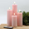 Eywamage Rosa Gerippte Flammenlose Säulenkerzen mit Fernbedienung, Schlank hohe Batterie LED Kerzen 4er-Pack