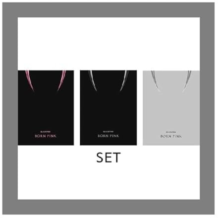 DREAMUS Blackpink Born Pink 2nd Album Box Set Version CD + Poster Fotobuch Akkordeon-Liedtext Papier große Fotokarte Postkarte Sofortfilm Selfie-Fotokarte Tracking (Set (schwarz+pink+grau))